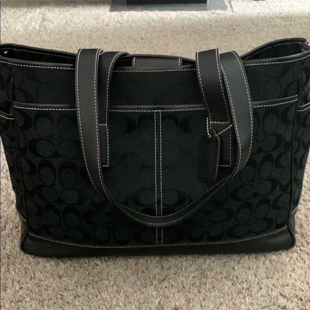 Coach Black Signature Tote Bag